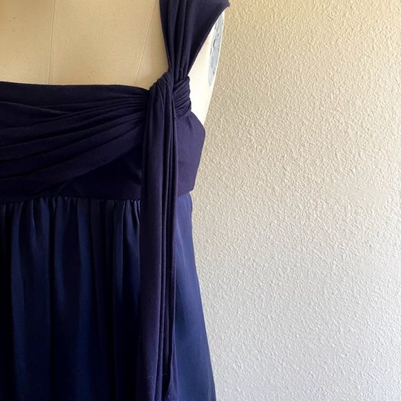 BCBGMaxAzria Navy Silk Empire Waist Bubble Dress - Picture 3 of 8